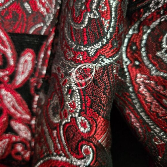 Vintage Tapestry Brocade Paisley Art to Wear Jacket Red Black Metallic M - Picture 11 of 11